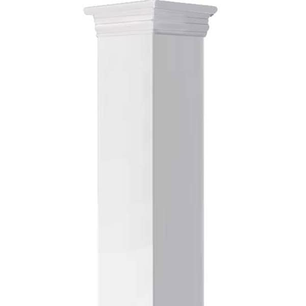 6W X 4'H Craftsman Classic Square Non-Tapered Smooth Column W/ Prairie Capital & Base
